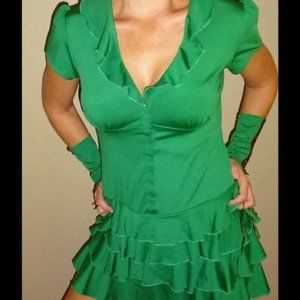 Womens Halloween theater costume green outfit dress